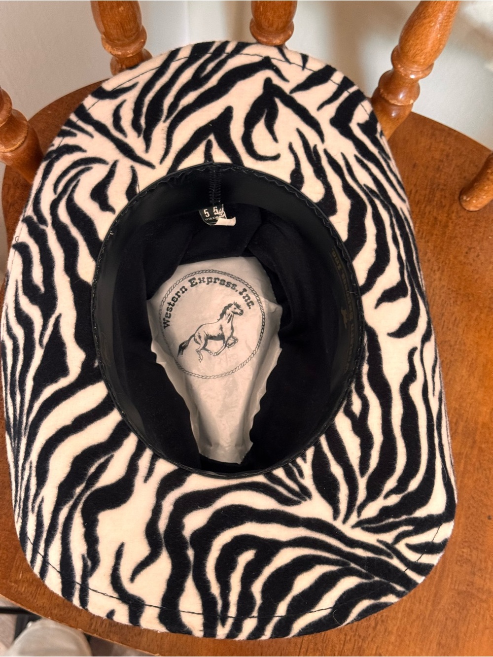 Zebra Print Cowboy Hat with Studded Band - Picture 6 of 7